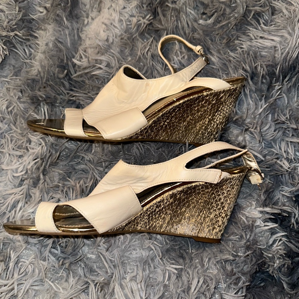 Elegant Cream Wedge Sandals